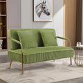 Olive Green Velvet Upholstered Loveseat Sofa with 2 Pillows K7574