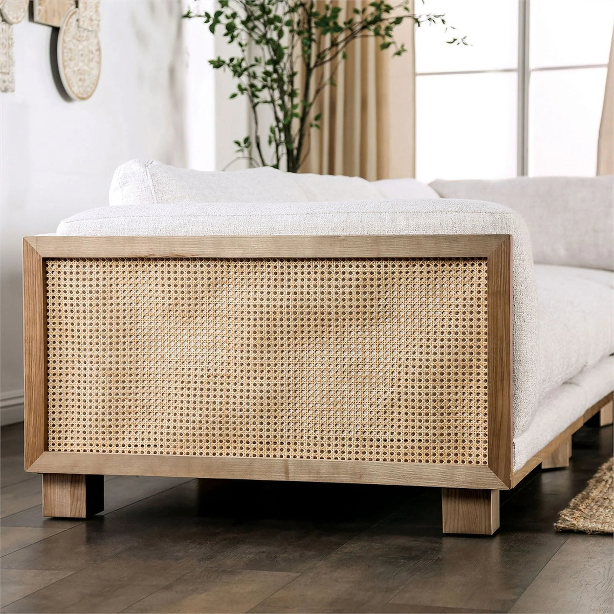 Beige Fabric Upholstered Sectional F764