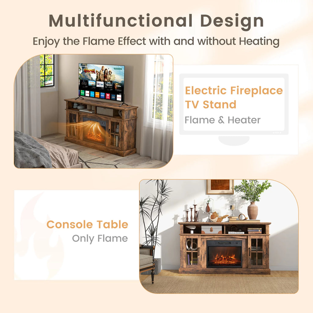 58'' Fireplace TV Stand with 1400W Electric Fireplace B209655