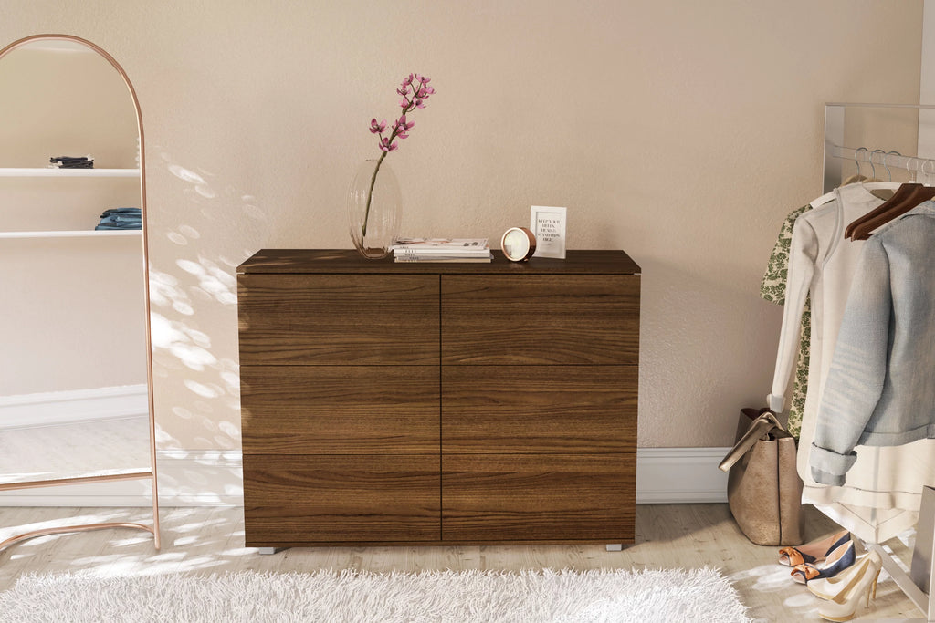 White 6 Drawer Wood Double Dresser X4660