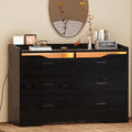 White 6 Drawer Dresser with LED Lights and Charging Station C889462