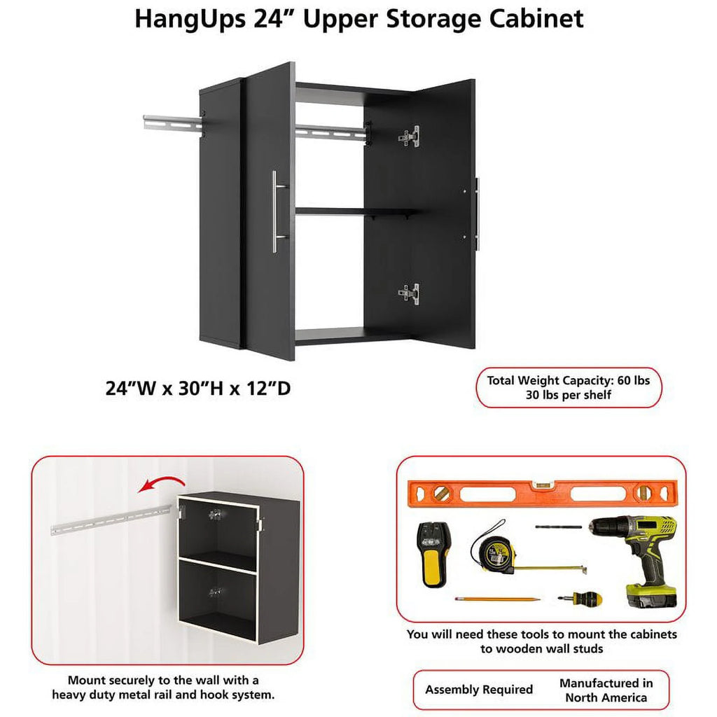 24" Black Wooden Storage Cabinet L408