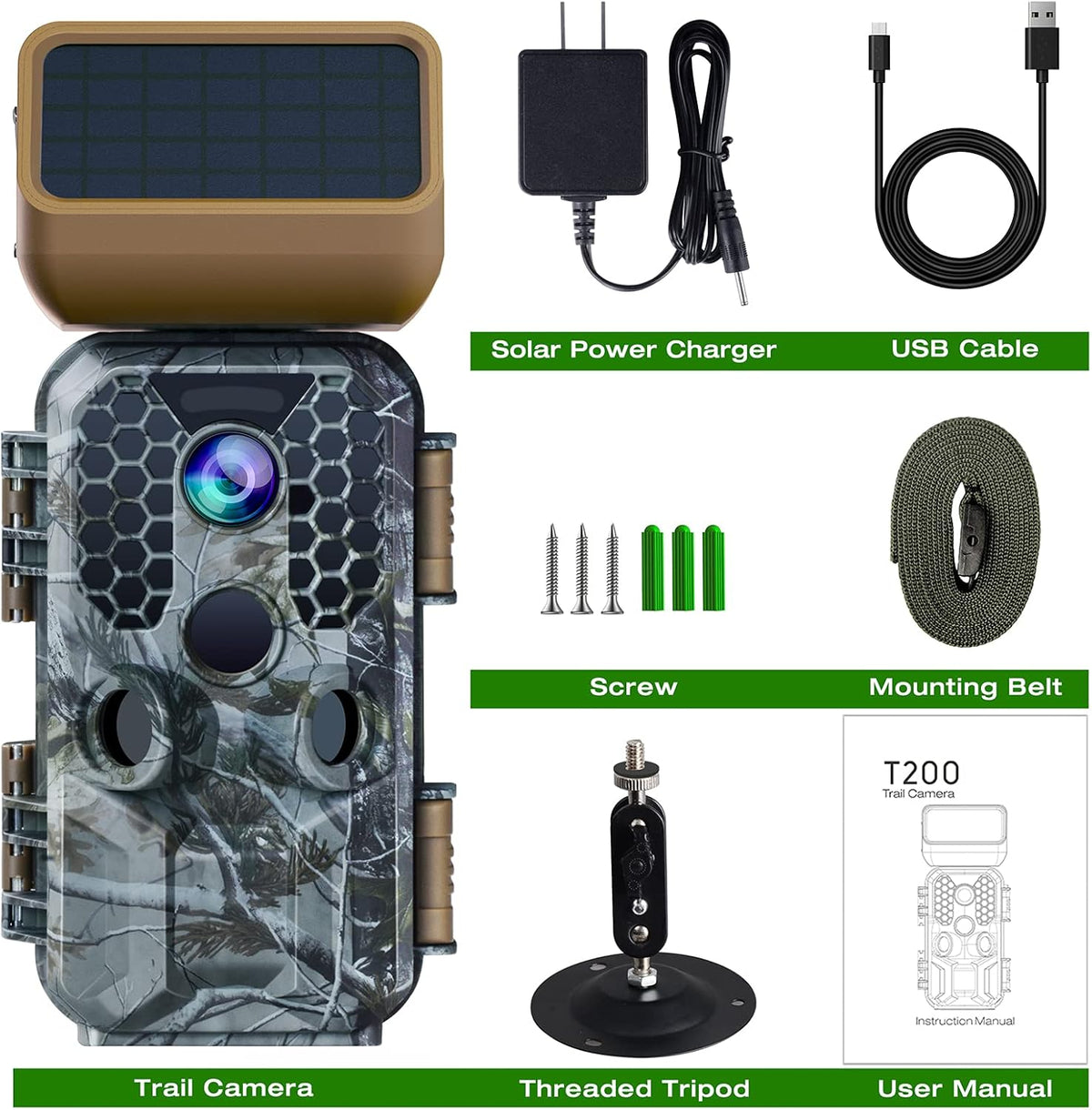 Solar Powered 4K 30MP Trail Camera with Night Vision K79589