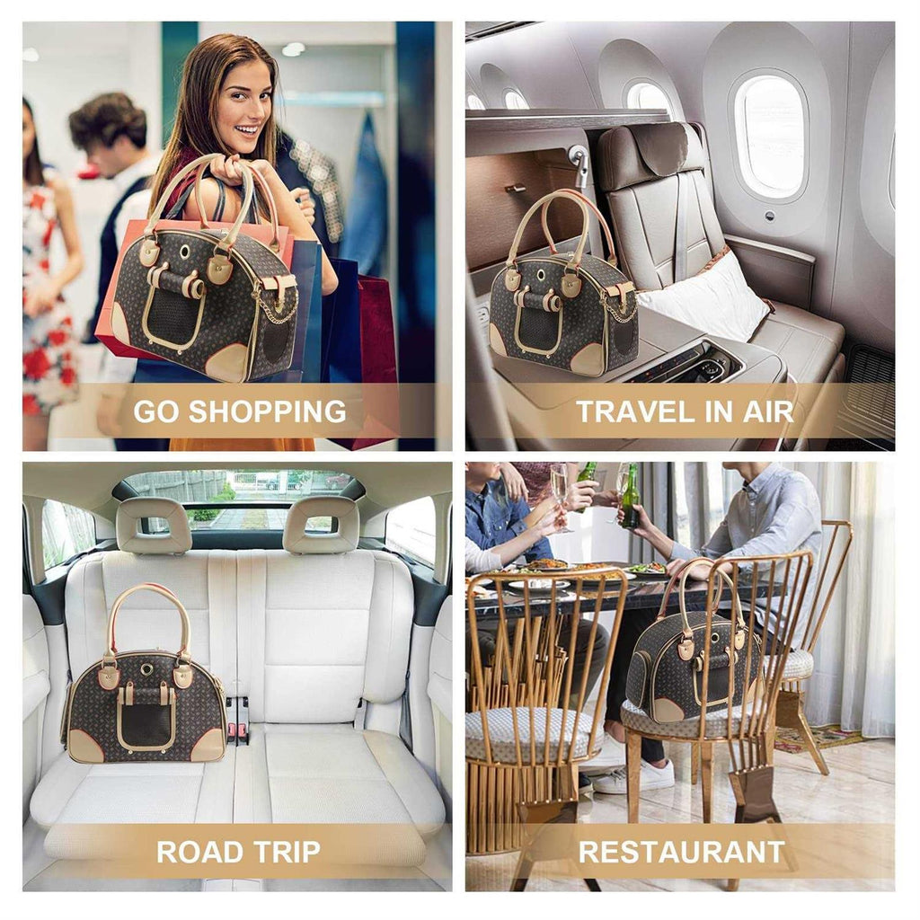 Fashion Pu Leather Dog Carrier Handbag Purse Cat Tote Bag D362851
