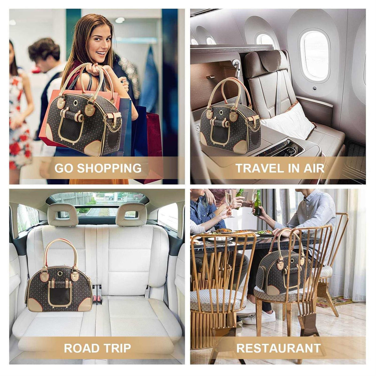 Fashion Pu Leather Dog Carrier Handbag Purse Cat Tote Bag D362851