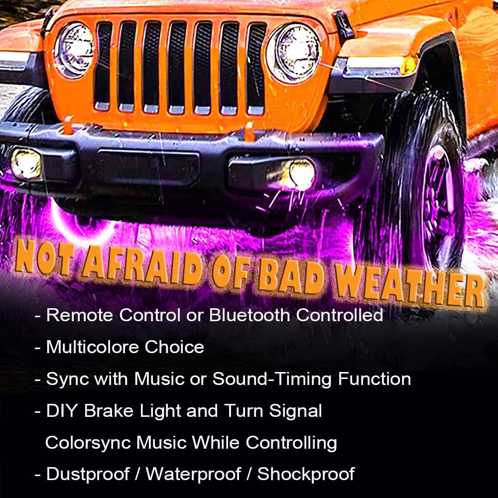 17IN RGB LED Wheel Ring Light Kit 4PCS Single Row Waterproof W392