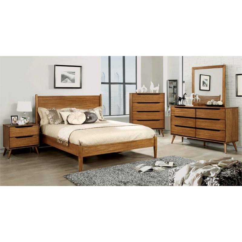 Oak Wood Panel California King Bed K945