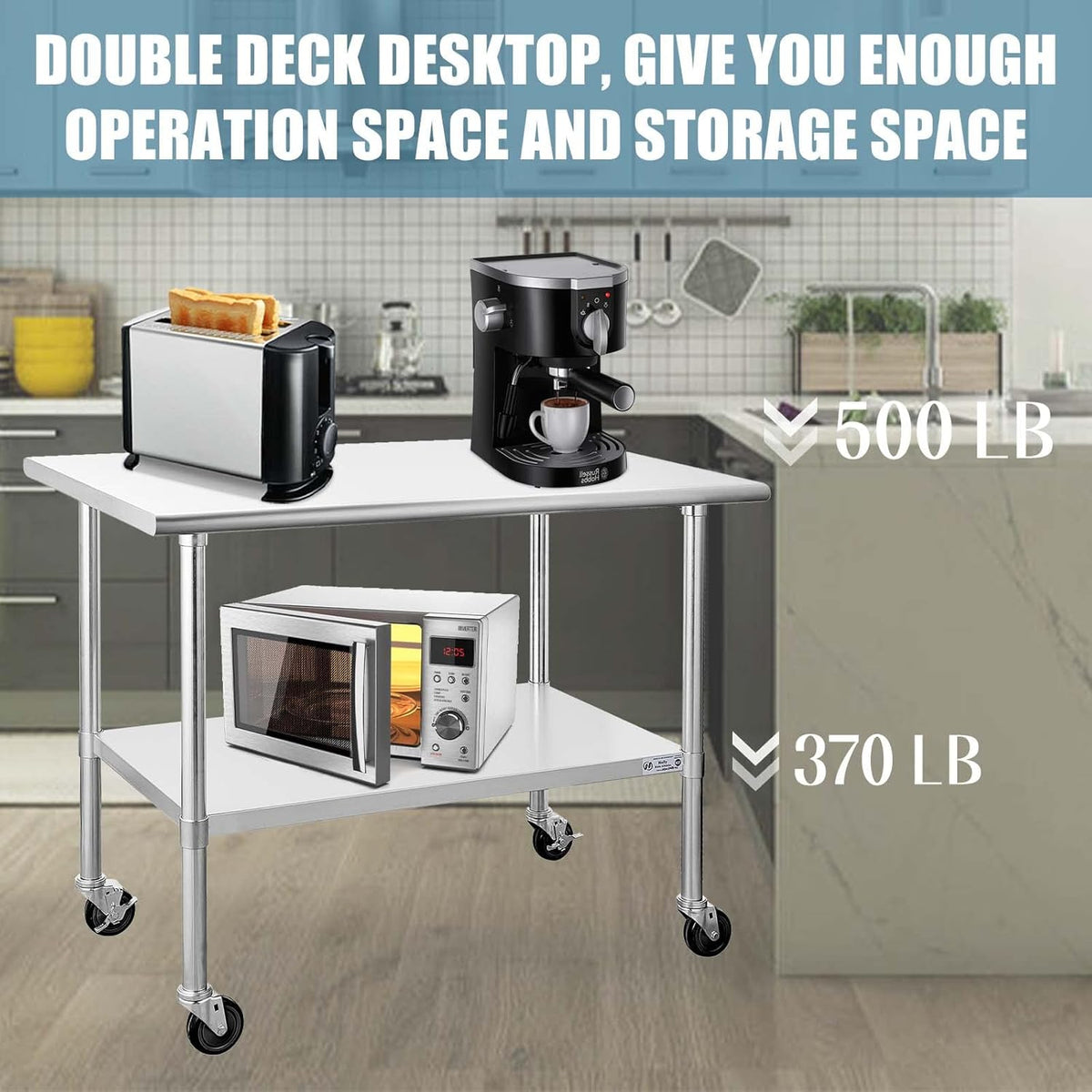Stainless Steel Table 30 x 48 Inches with Caster Wheels X577361