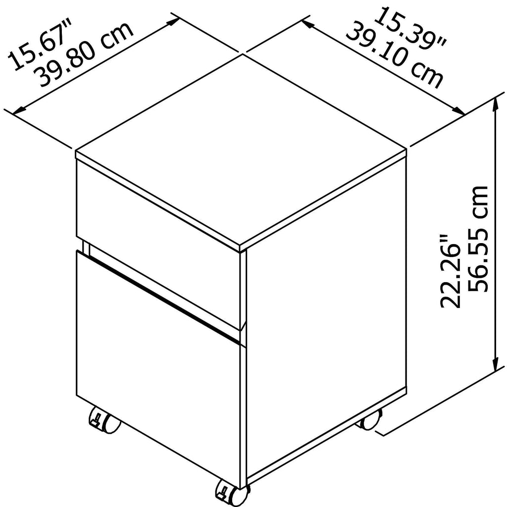 2 Drawer Mobile File Cabinet B740