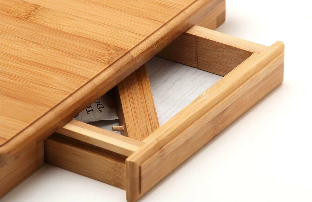 22" Bamboo Folding Laptop Stand with Drawer D112