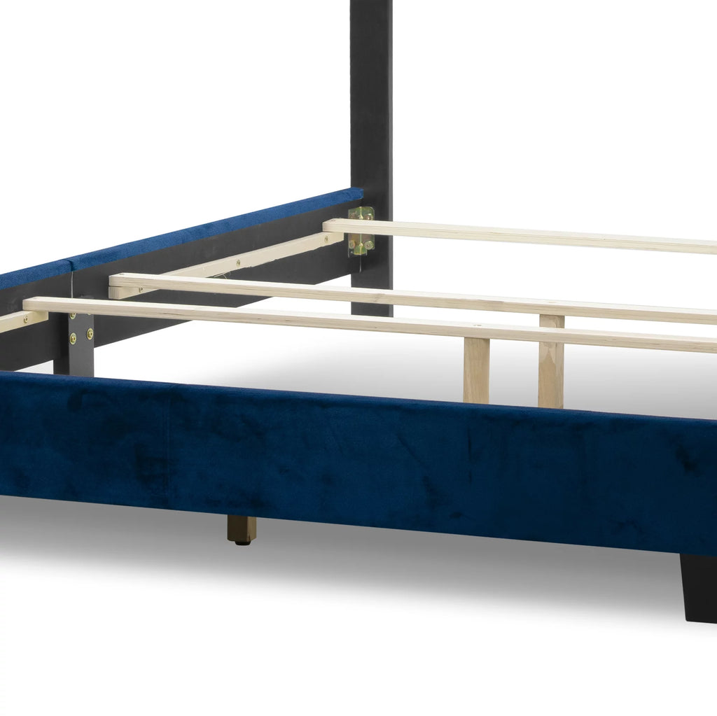 Blue Queen Bed with Button Tufting A236