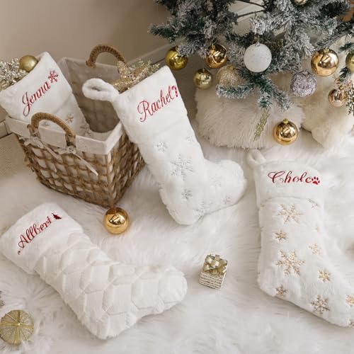 White 1 Pack Large Faux Fur Christmas Stockings O1236