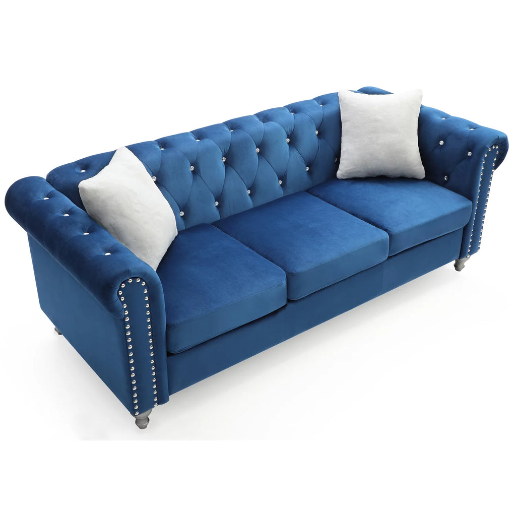 Navy Blue Velvet Sofa H430346