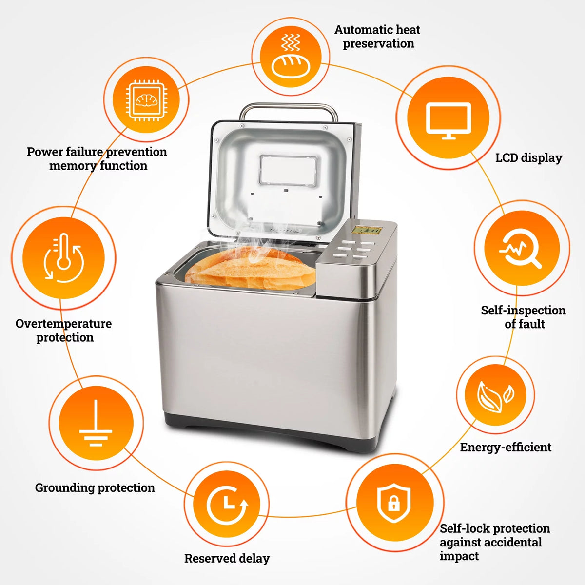 2LB Automatic Stainless Steel Bread Maker K3399