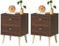 Solid Rubber Wood Nightstand with Drawers C8024