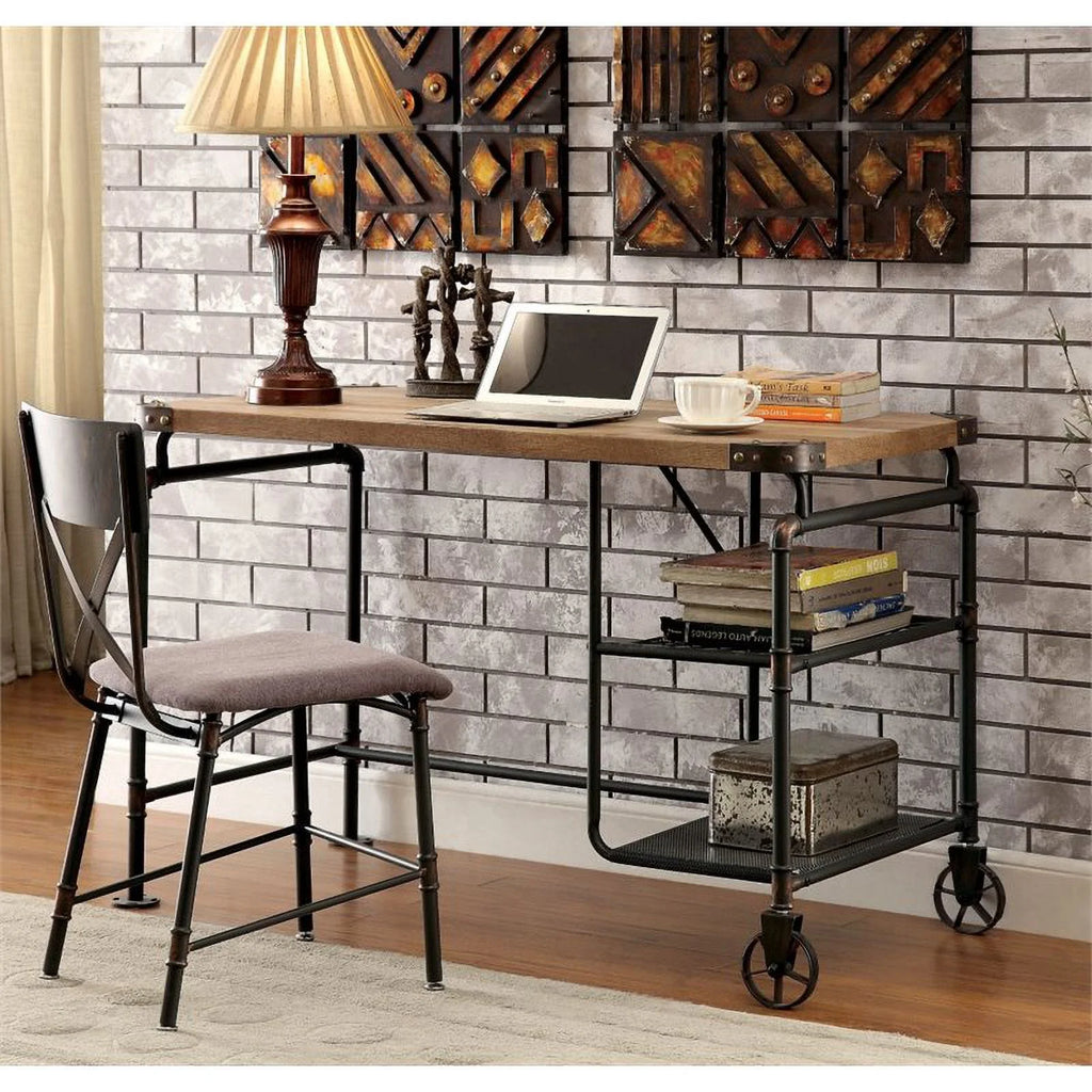 Metal Writing Desk with Casters in Antique Black J378341