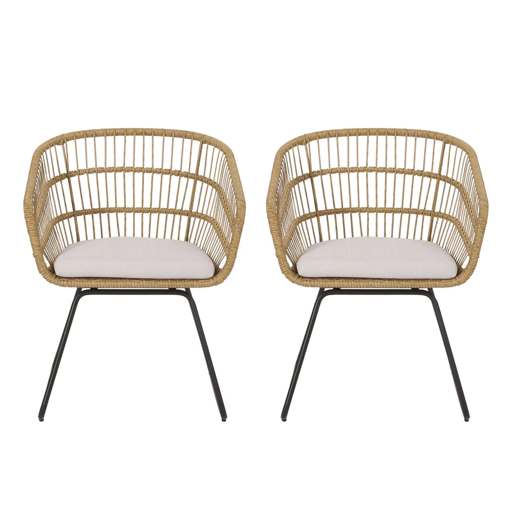 Wicker Outdoor Dining Chair with Cushion Set of 2 L922