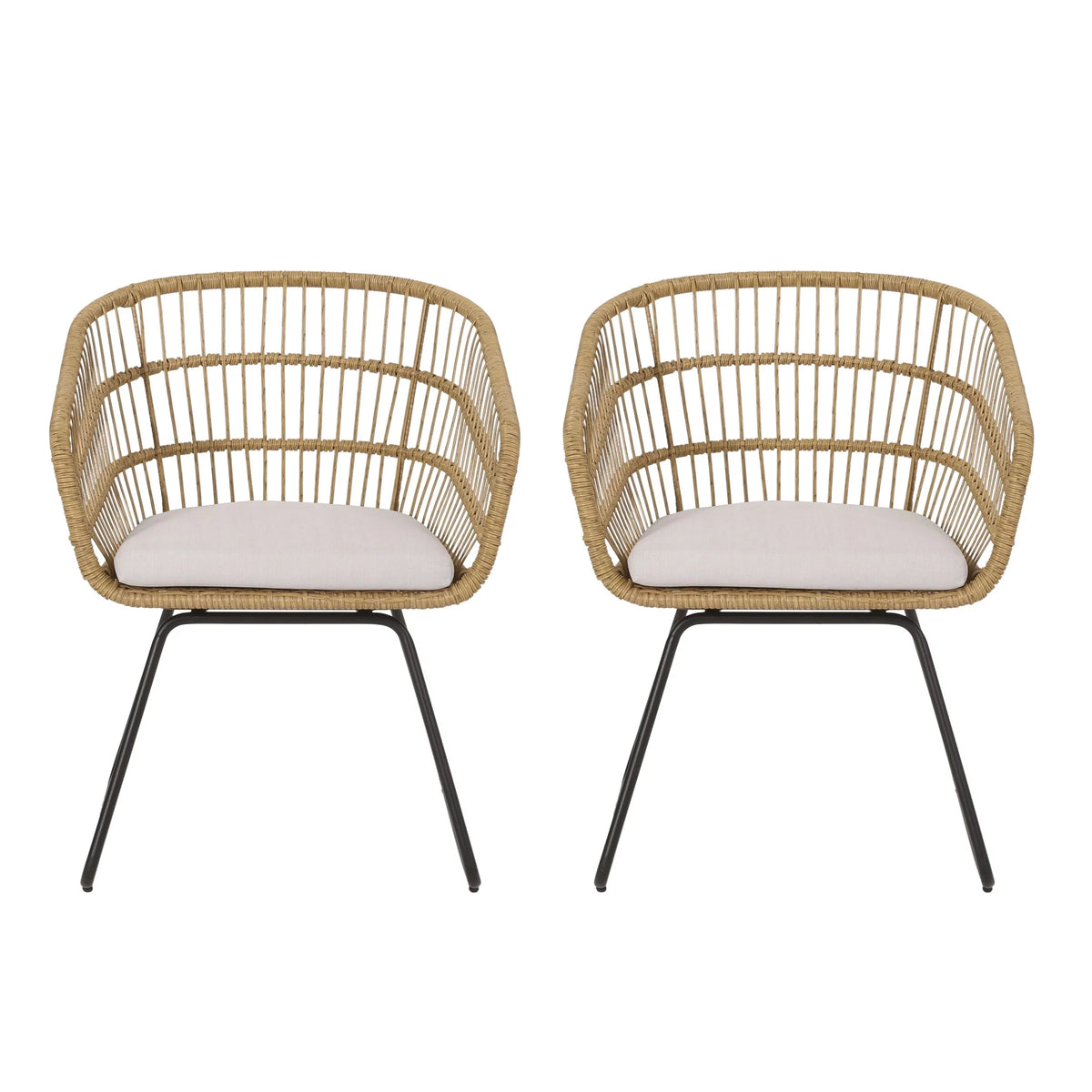 Wicker Outdoor Dining Chair with Cushion Set of 2 L922