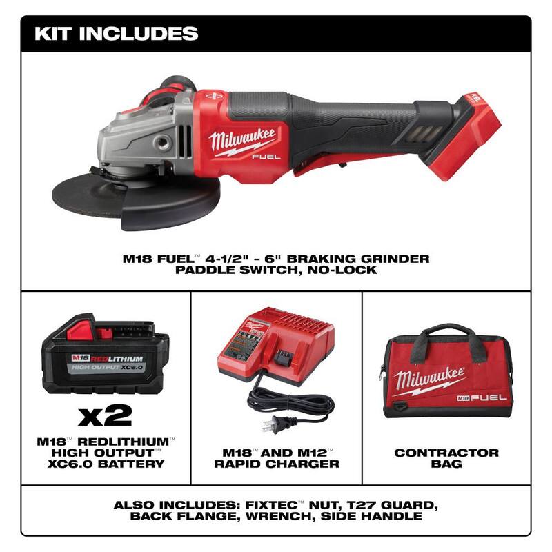 18V Brushless Cordless 4-1/2 in./6 in. Grinder and Hammer Drill L795305