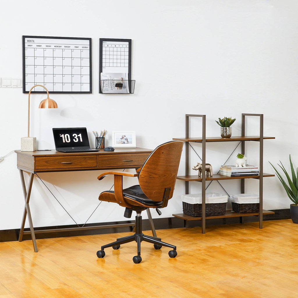 Black Wood Metal 3-Tier Bookcase U141211