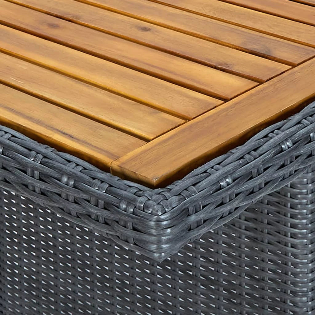 Acacia Wood Top Poly Rattan Outdoor Dining Table C99867