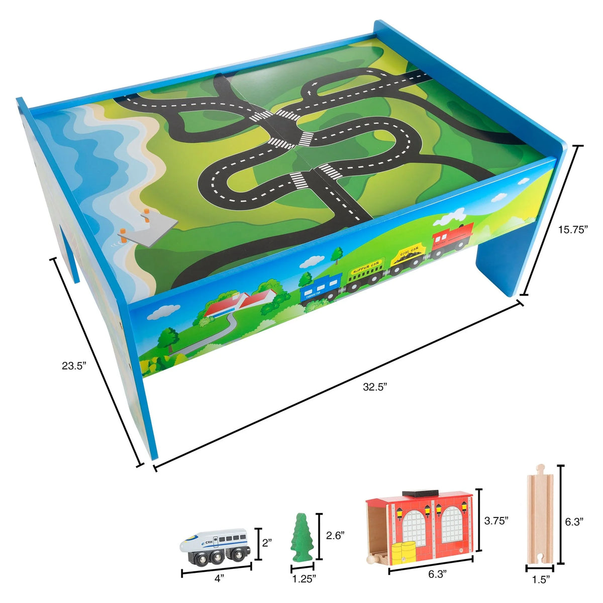Wooden Train Set & Table with 75 Pieces L8249