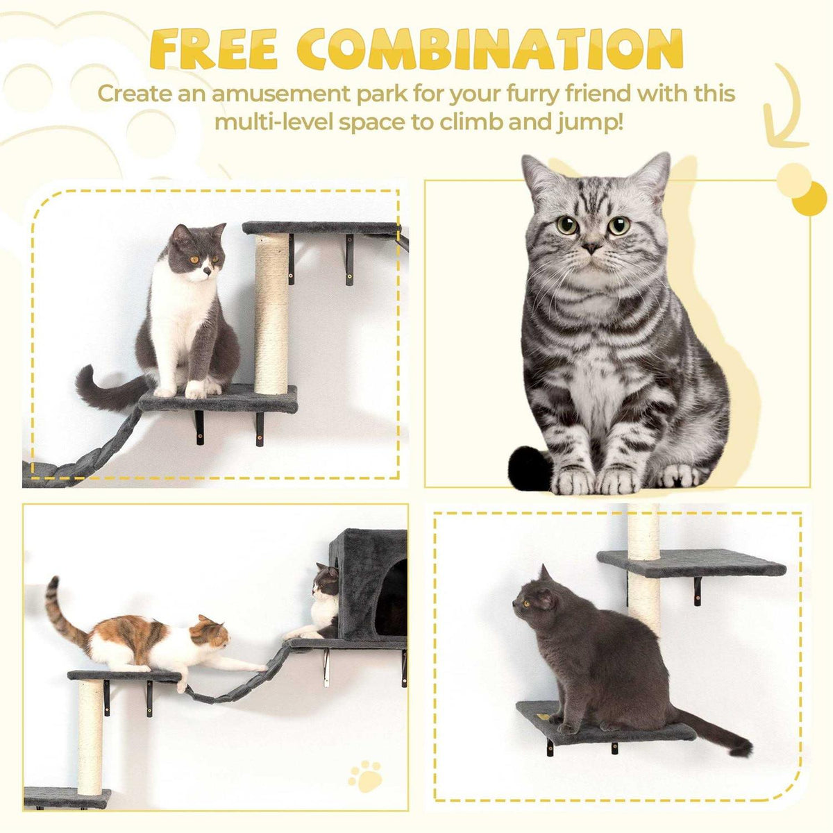 Wall-Mounted Cat Shelves Cat Tree Climber Set Q88287