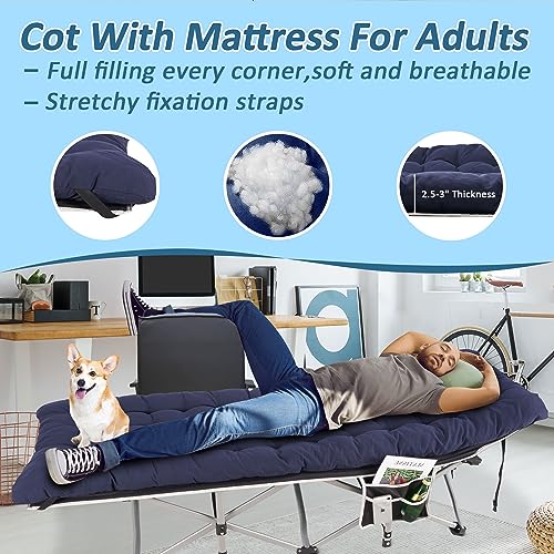 Portable Camping Cot with Thick Mattress and Carry Bag T7073