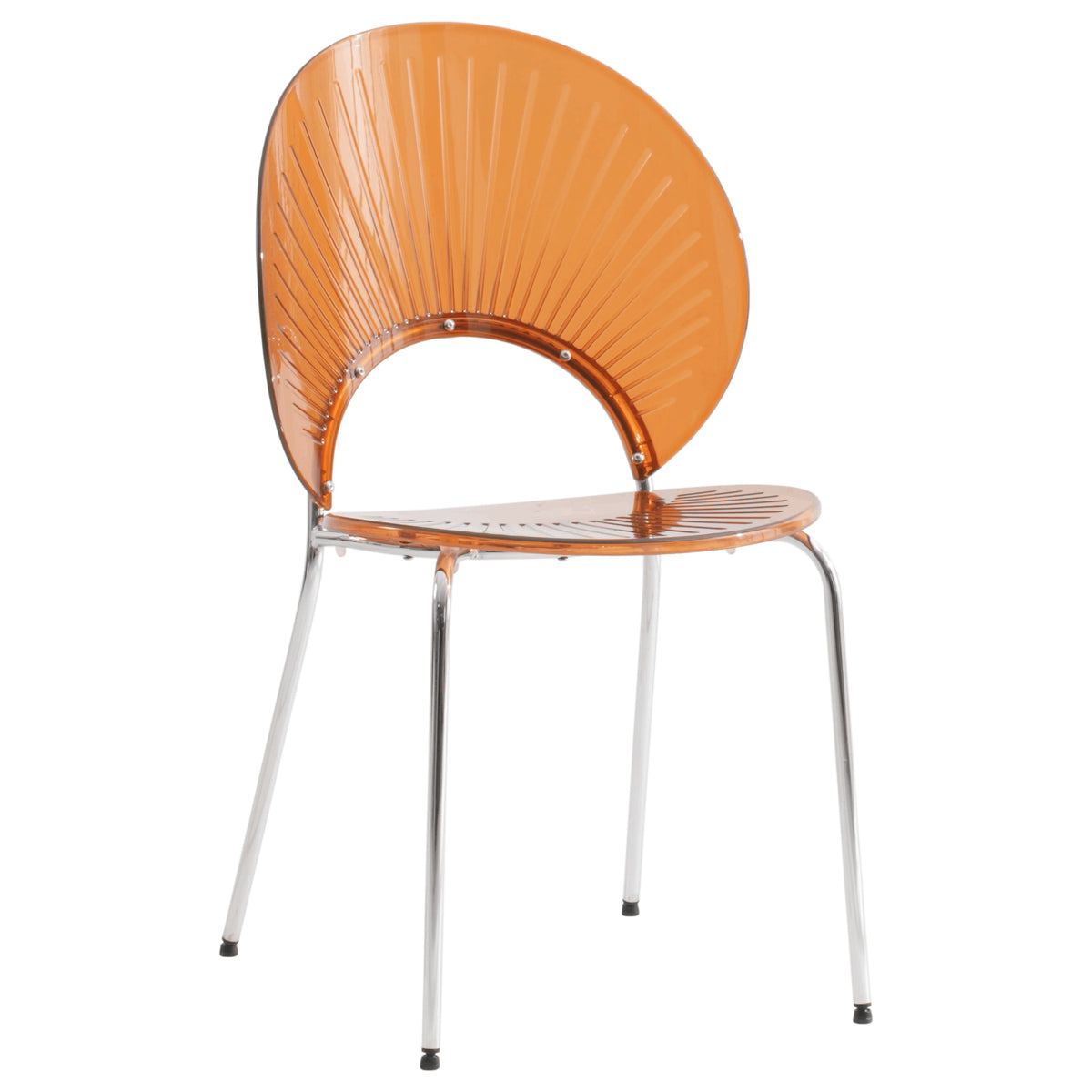 Amber Plastic Dining Chair with Chrome Metal Legs W594866