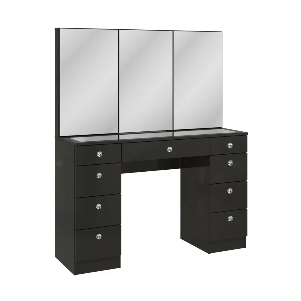 Black Painted Vanity Table with Crystal Knobs L1294
