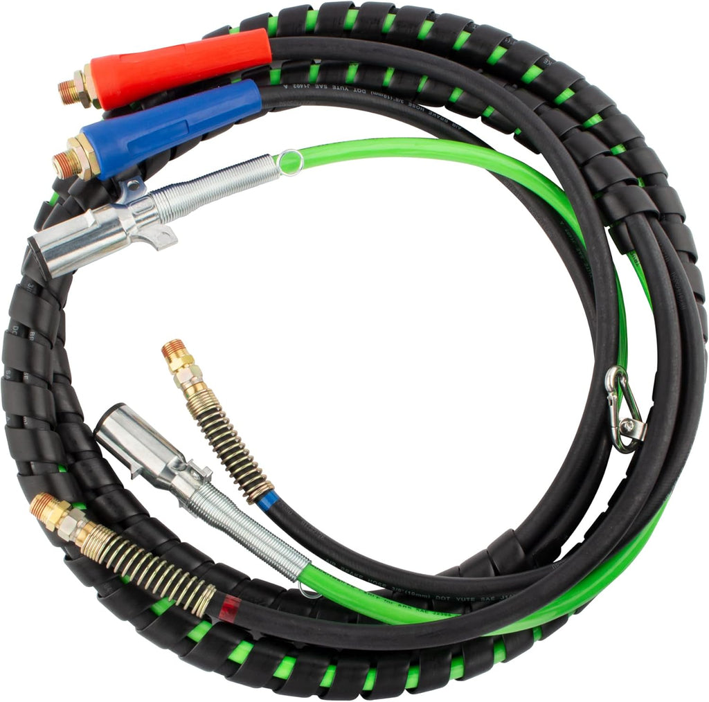 15 Ft 7 Way Truck Trailer Cable Wrap Cord ABS & Air Line Hose Assembly P555