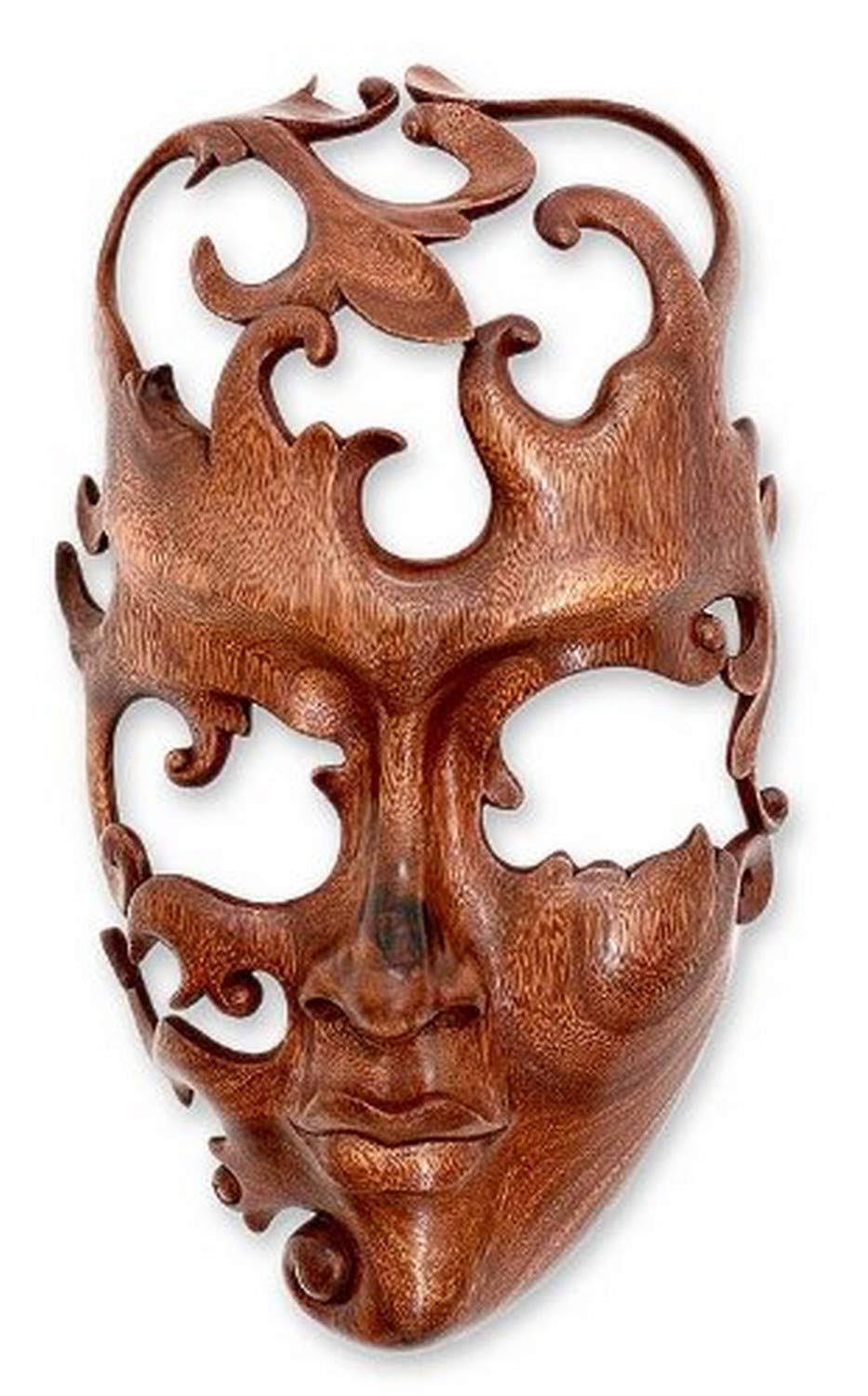 Large Beige Suar Wood Mask T29911