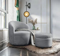 Swivel Barrel Chair with Ottoman Boucle Accent Chair B61224