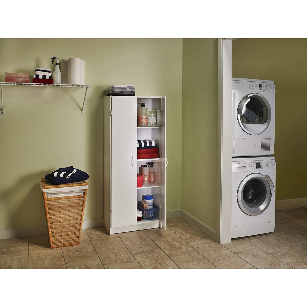 Adjustable 4 Shelf Pantry Cabinet, White T101