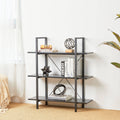 Black Wood Metal 3-Tier Bookcase U141211