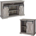 Rustic White Oak TV Stand and Buffet Side Cabinet Set K184