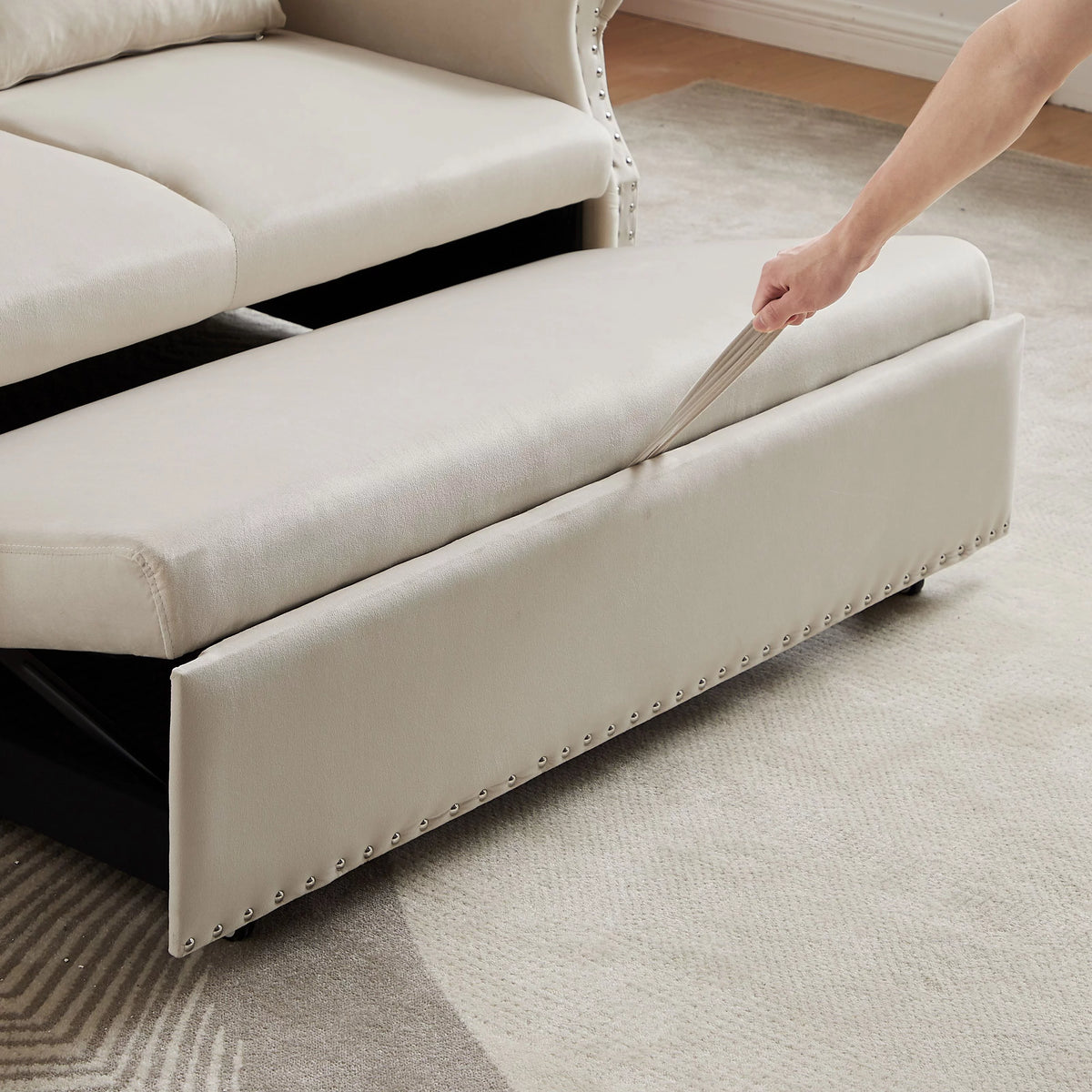 Velvet Convertible Sleeper Sofa Bed B729246