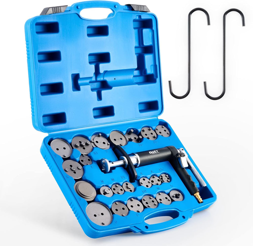 23pc Pneumatic Brake Caliper Compression Tool with 22 Disc Adapters and 2 Caliper Hangers I663015