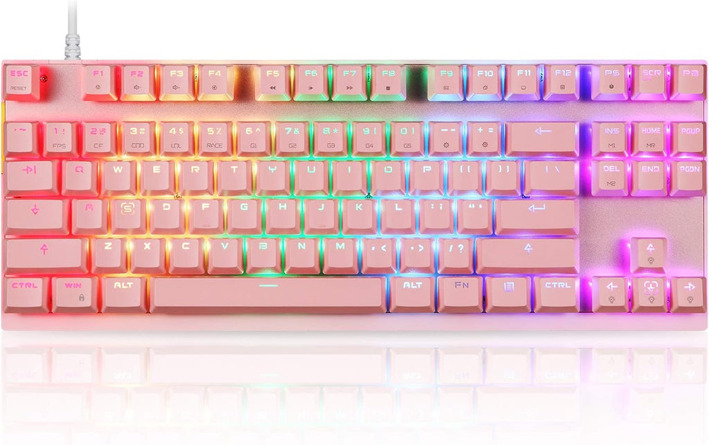 Pink 87 Keys RGB Backlit Mechanical Gaming Keyboard F341488