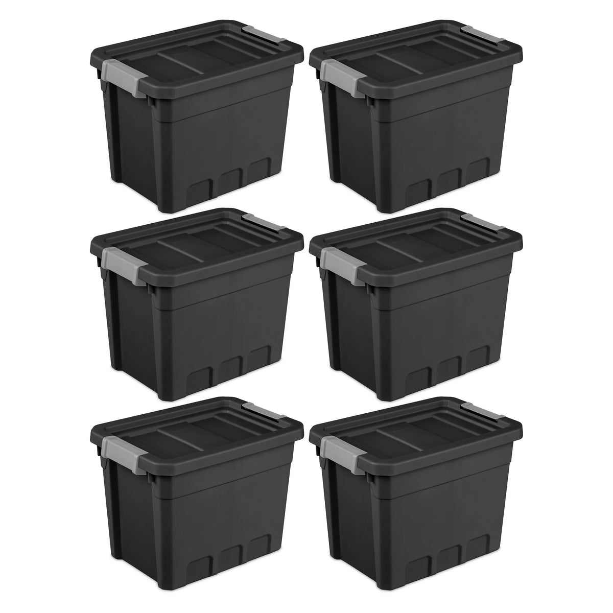 7.5 Gallon Storage Totes with Latch Lids, Black 6 Pack I19977