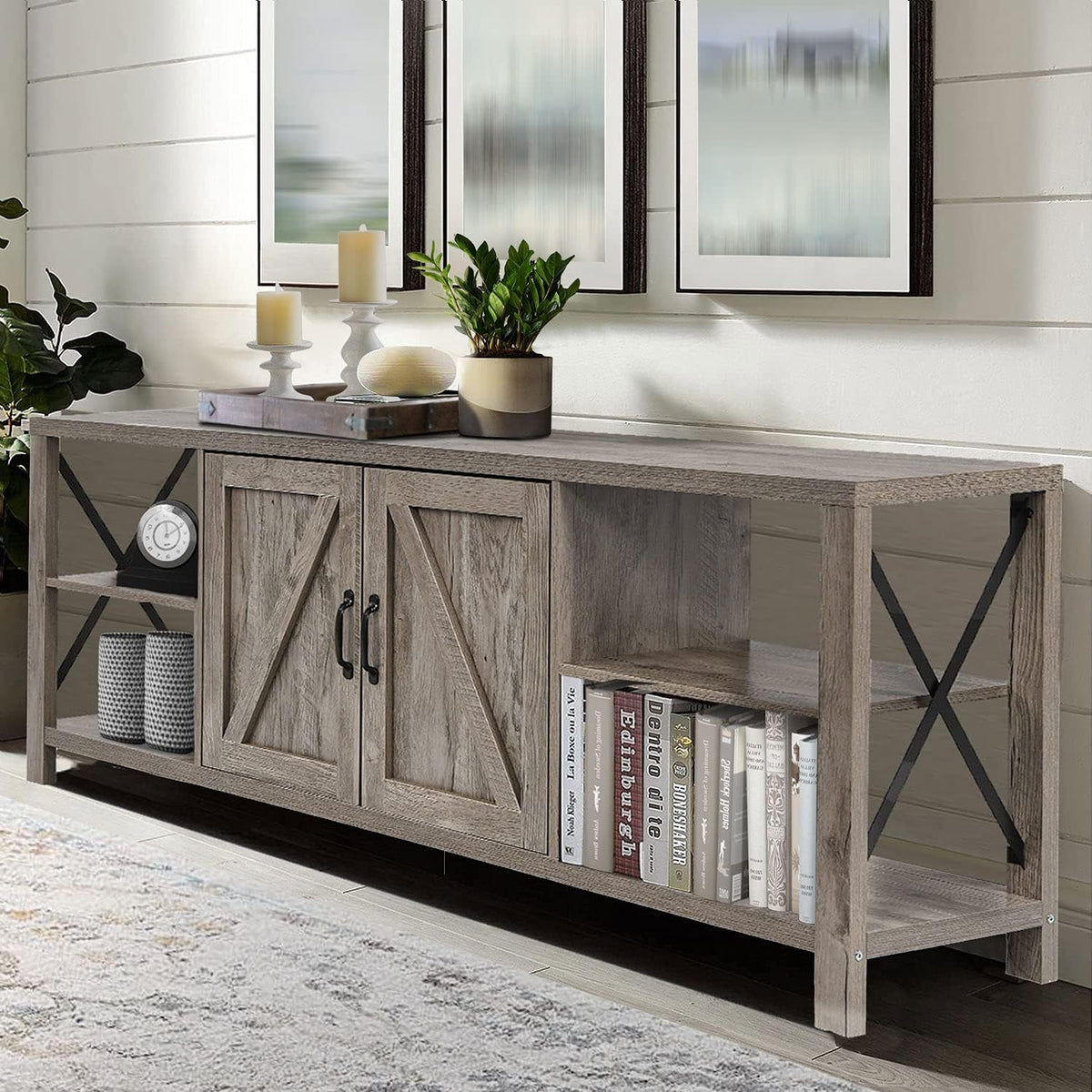 68 TV Stand with Storage Cabinets and Shelves B374878