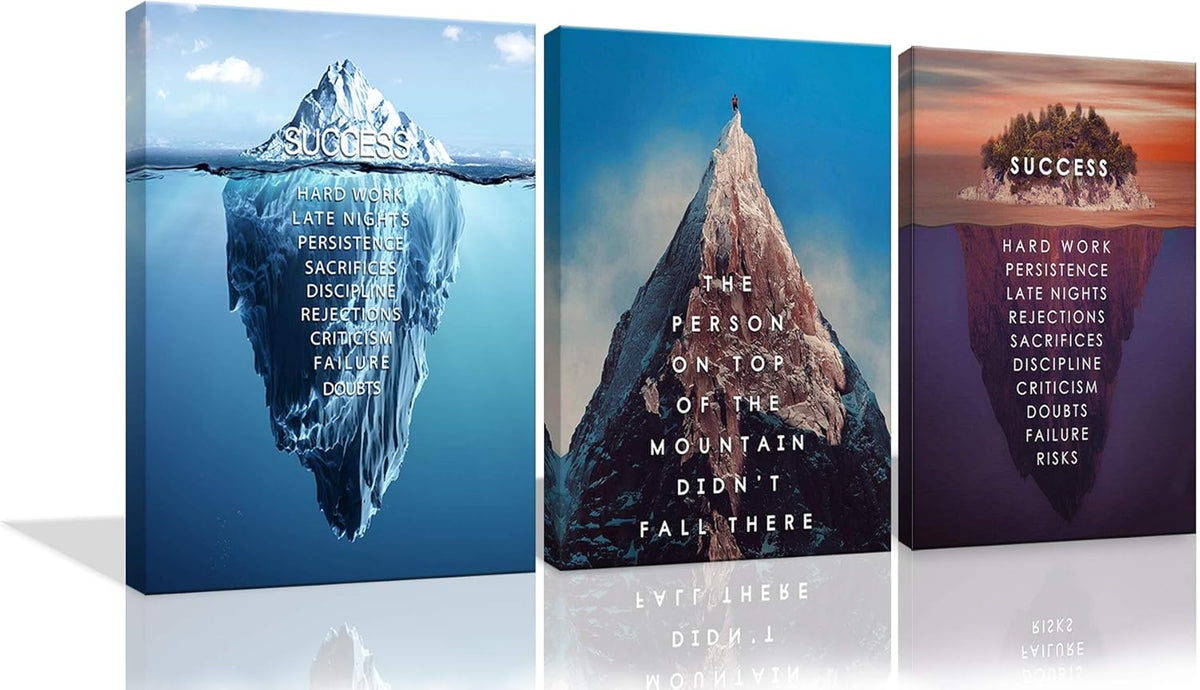 Inspirational Quote Canvas Wall Art 3 Panels 24x36x3 I279514