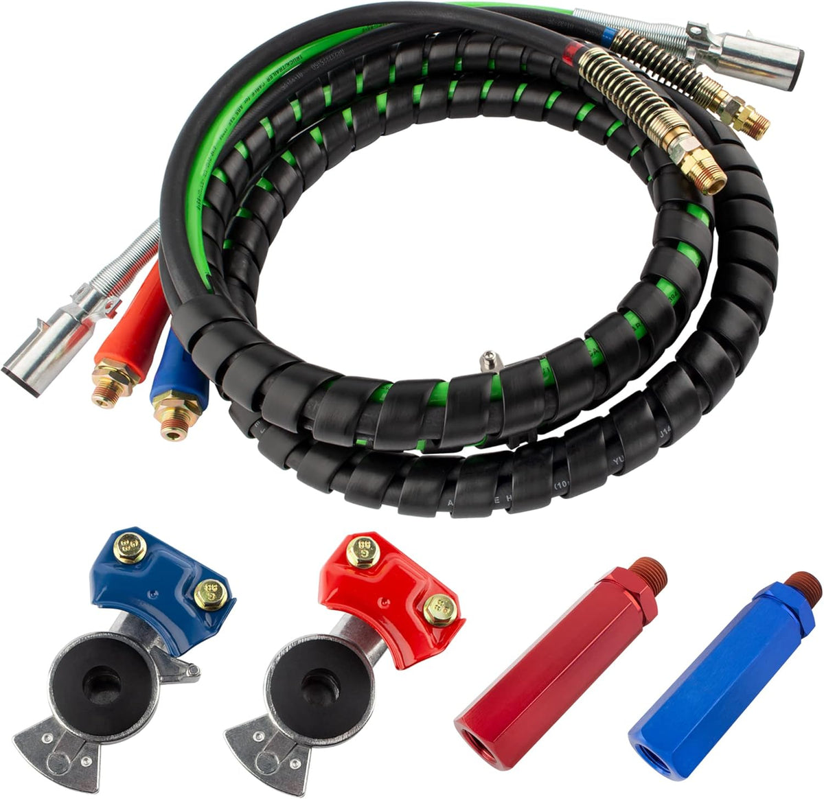 15 Ft 7 Way Truck Trailer Cable Wrap Cord ABS & Air Line Hose Assembly P555