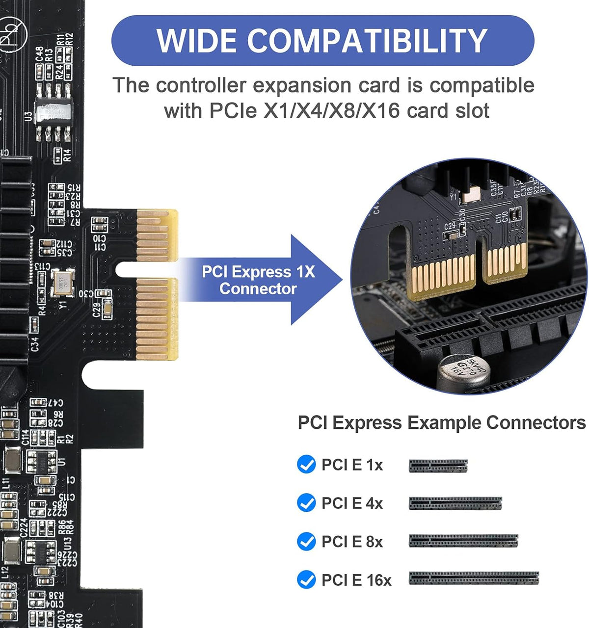 1X PCIE SATA Card 16 Ports with 16 SATA Cables L364