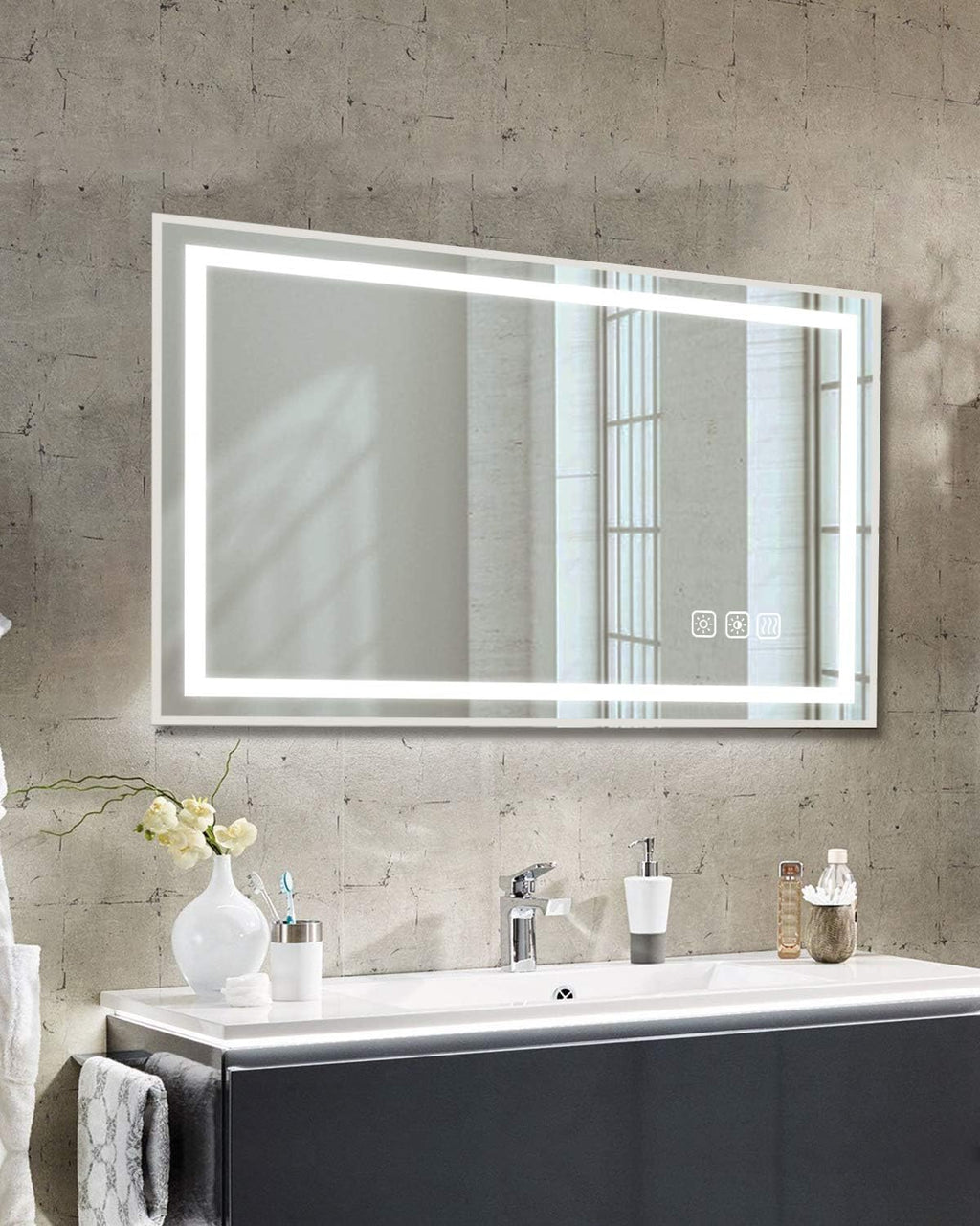 24 x 40 Inch LED Dimmable Anti-Fog Wall Mounted Vanity Mirror Y67761