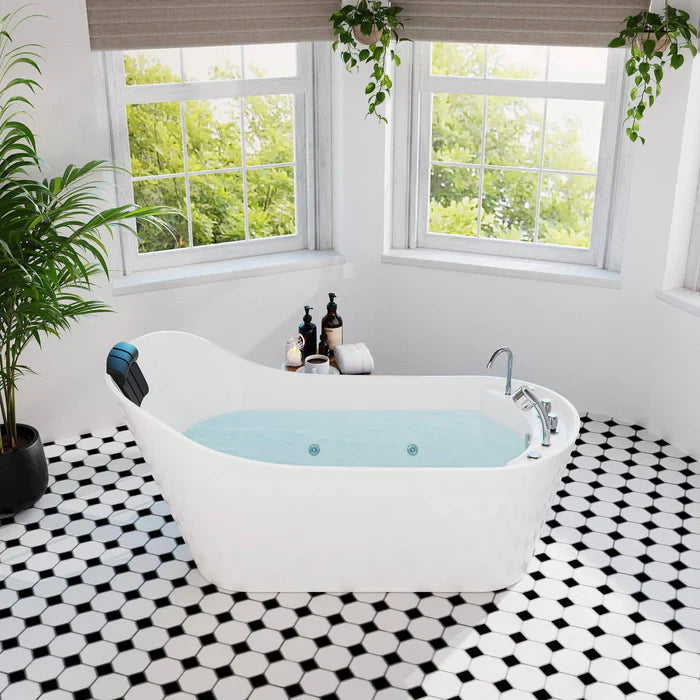 67 Freestanding Oval Whirlpool Bathtub with Faucet X2750
