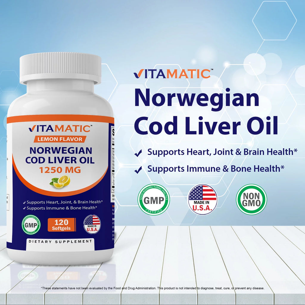 Cod Liver Oil 1250mg 120 Softgels Lemon Flavor N6852