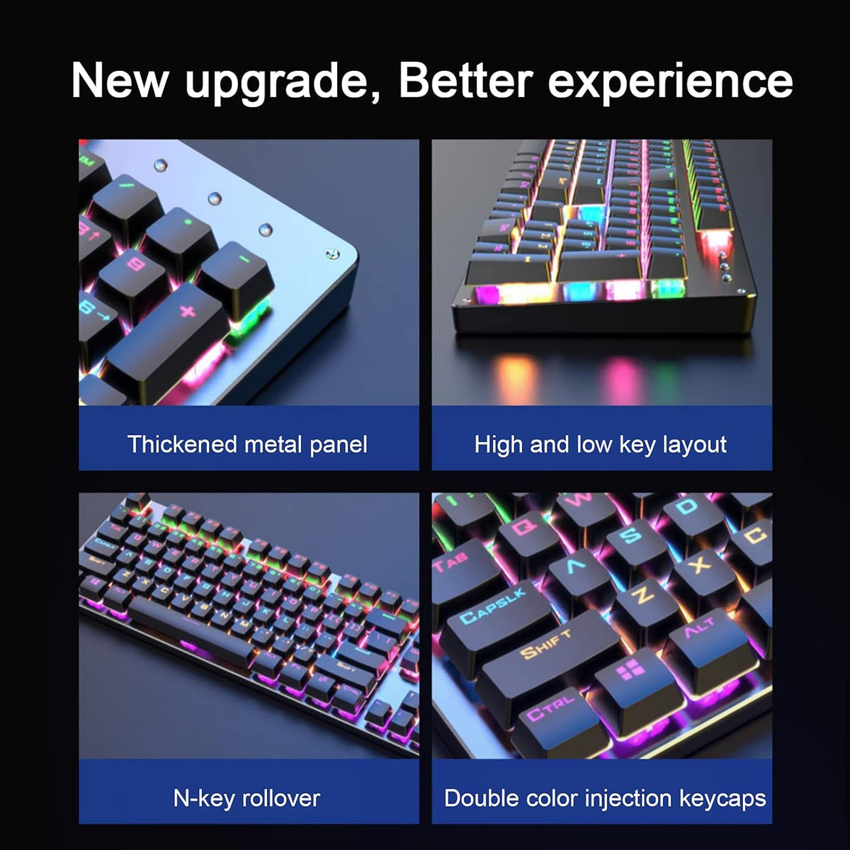 Wired Mechanical Gaming Keyboard Rainbow Backlit 104 Keys Pack of 2 G8794