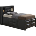 Black Wood Twin Bookcase Storage Bed T855970