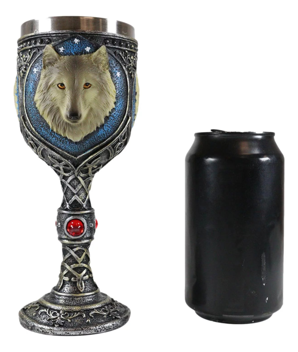 Gray Wolf Celtic Tribal Wine Chalice Goblet Cup W879